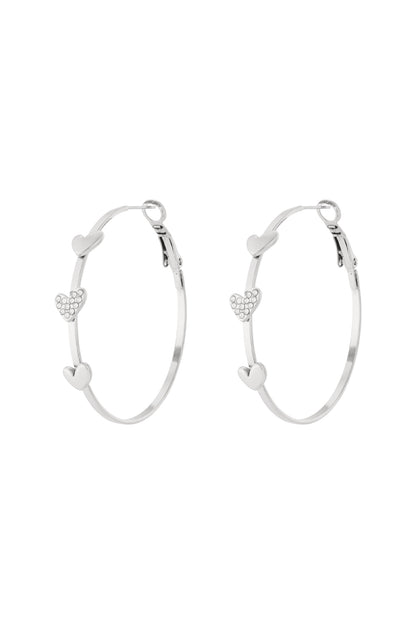 Damen Creolen 3 Herzen Strass | Edelstahl | Goldfarbe