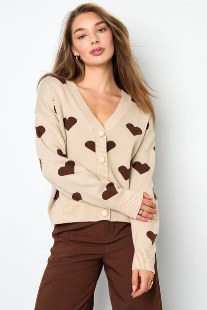 Damen Strickjacke Herzmuster Viskose | Viskose | Mehrfarbig