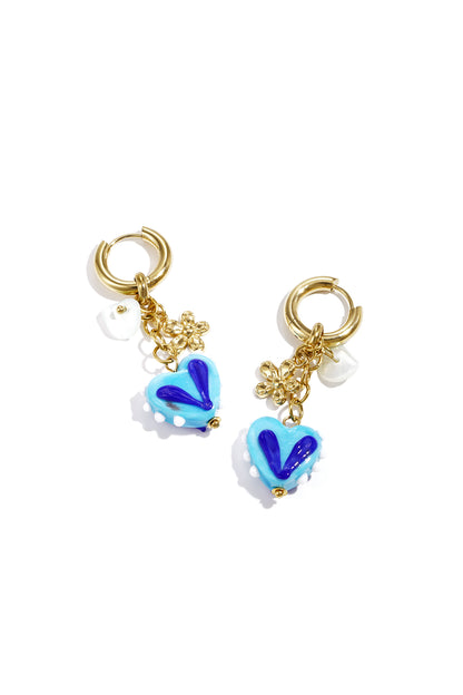 Damen Ohrhänger Herz Romantisch | Edelstahl | Rosa & Blau