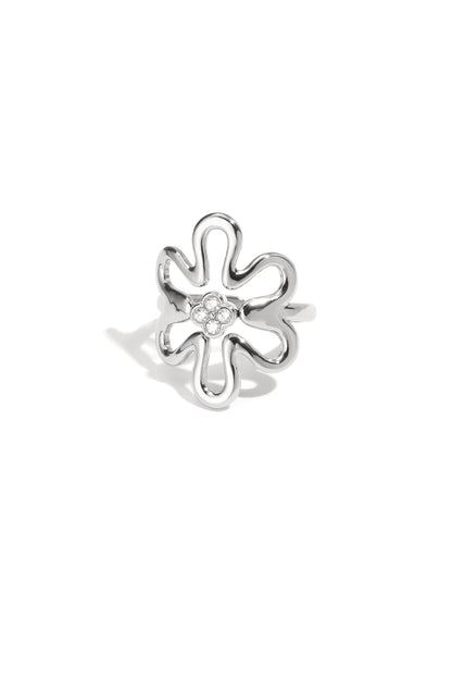 Damen Ring Blume Casual | Edelstahl | Goldfarbe & Silberfarbe