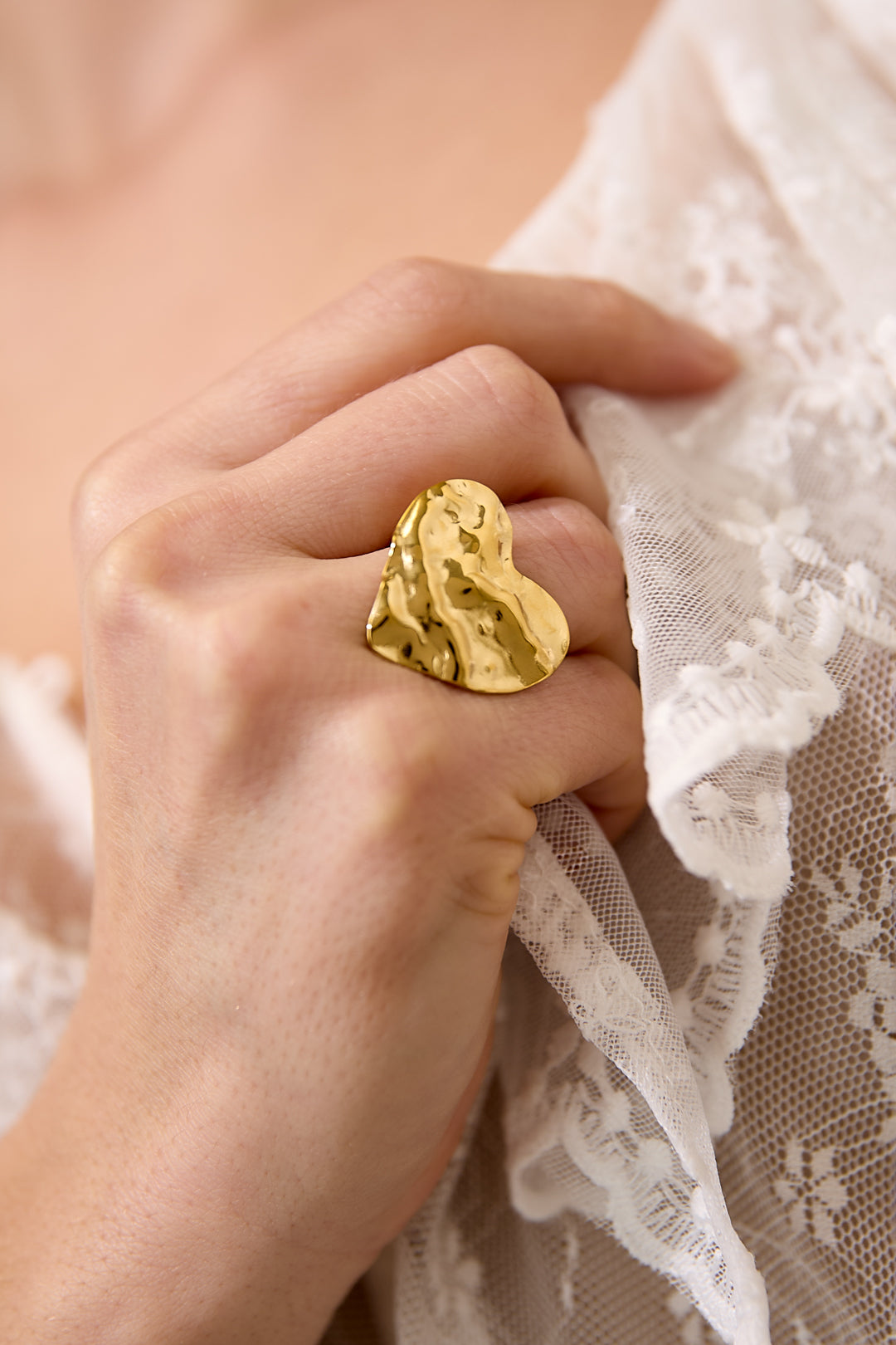 damen ring herz strukturiert | edelstahl | goldfarbe & silberfarbe