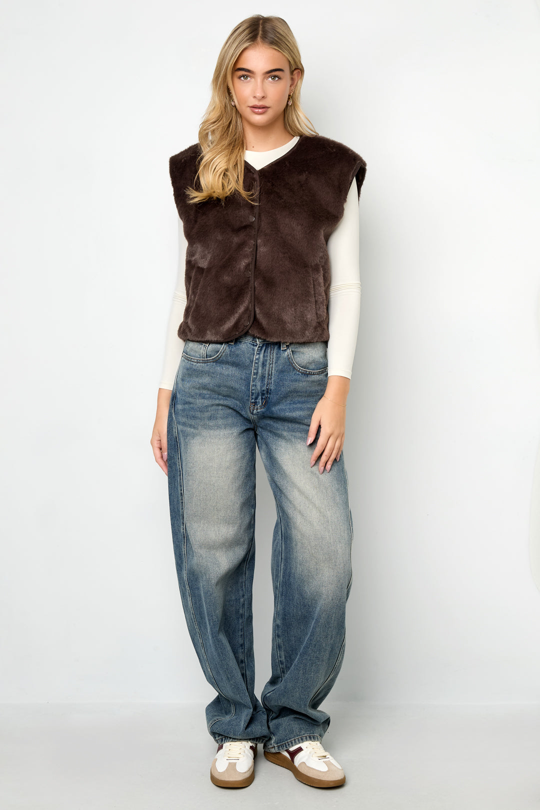 Damen Weste Kunstpelz | Polyester | Mehrfarbig