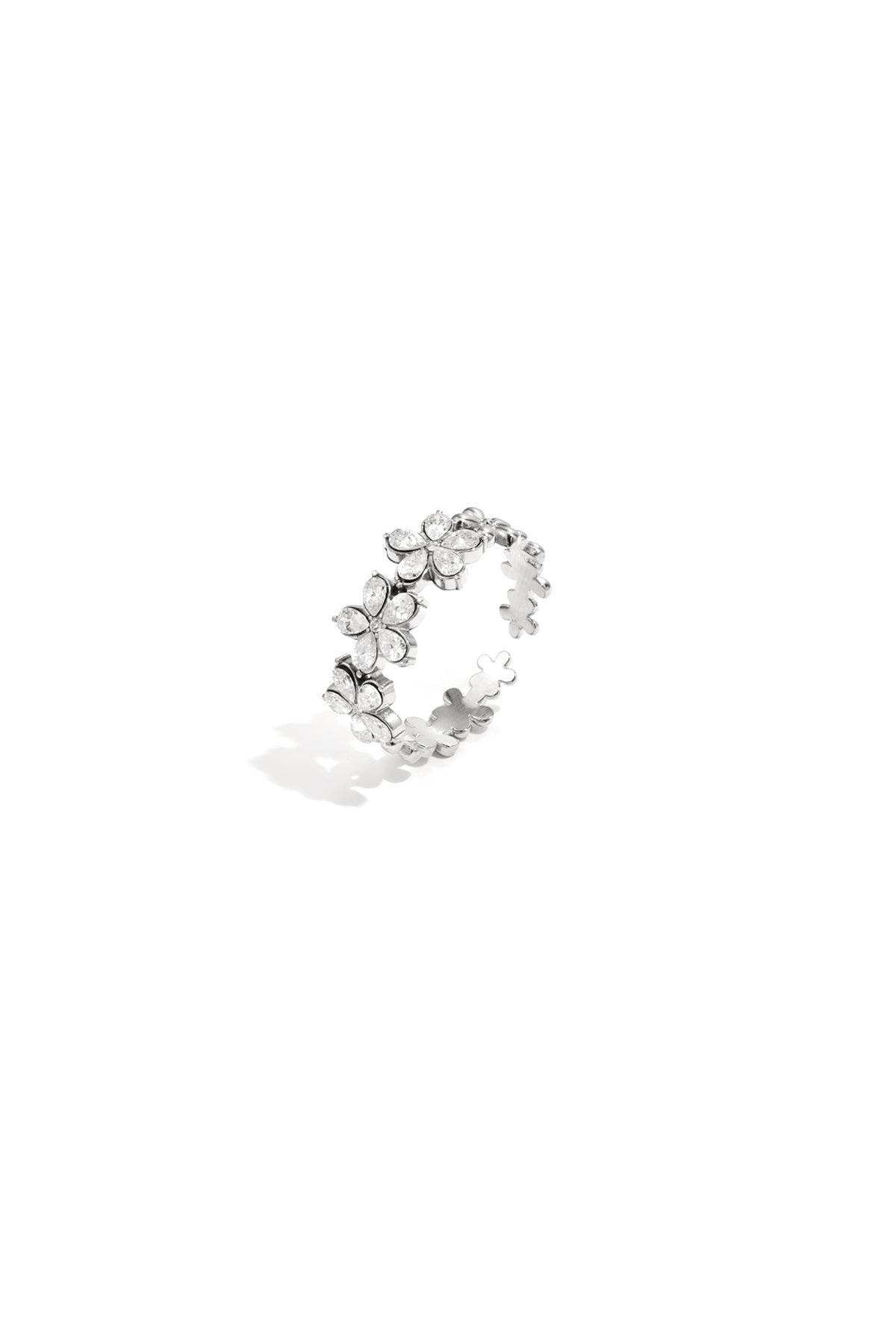 damen ring blume strass | edelstahl | goldfarbe & silberfarbe