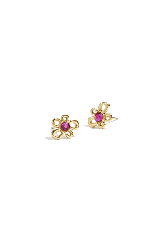 Damen Ohrstecker Blume Strass | Edelstahl | Silberfarbe