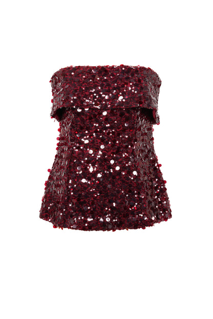 Damen Top Pailletten Ärmellos | Polyester | Mehrfarbig