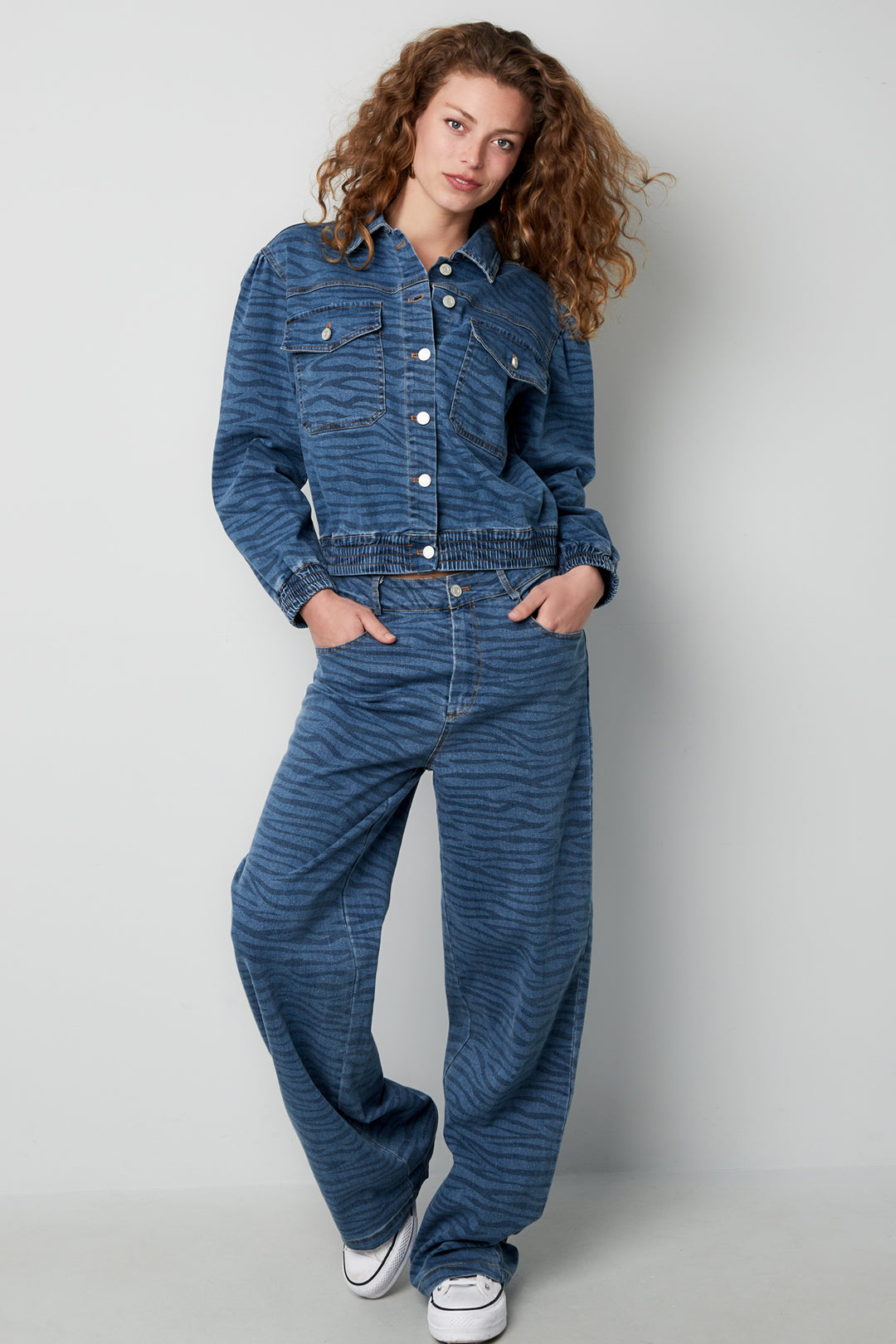 Damen Jeansjacke Tigerstreifen | Denim | Blau