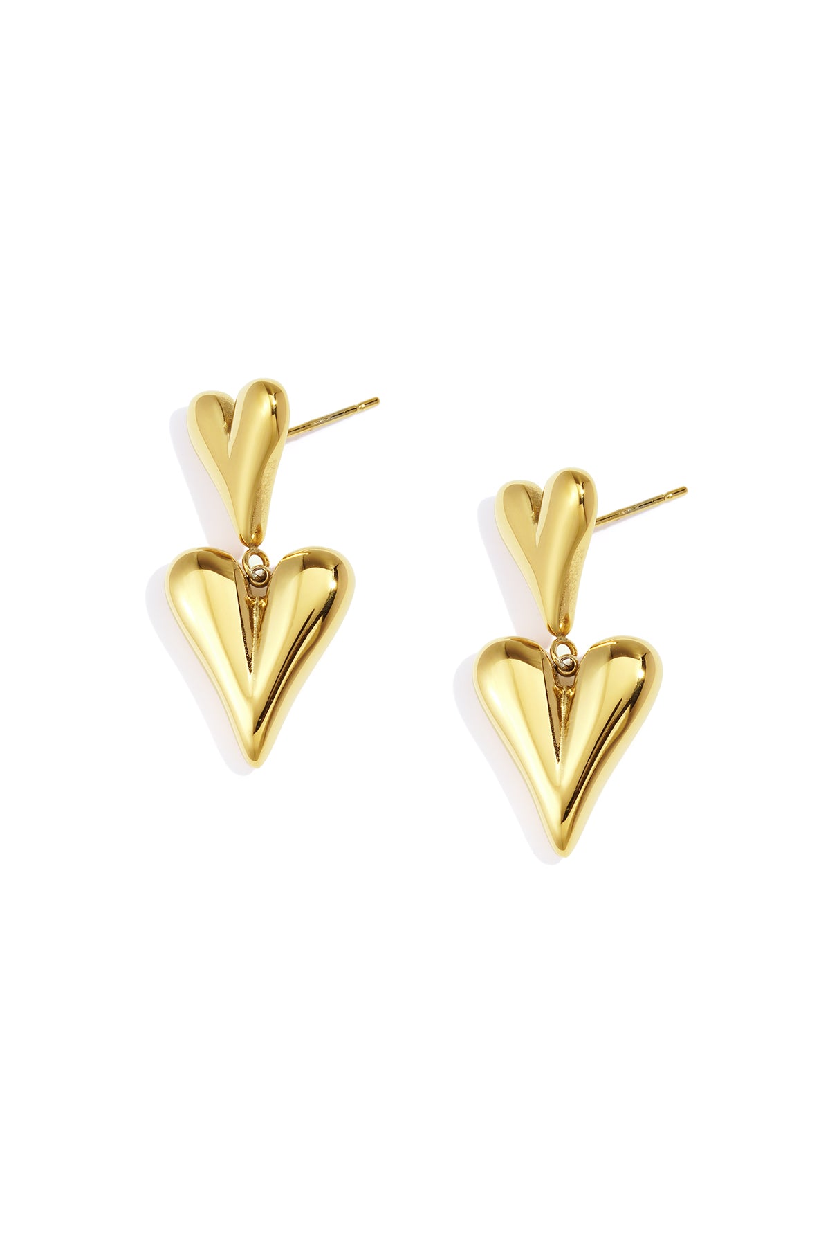 Damen Ohrringe Herz Glanz Zart | Edelstahl | Goldfarbe & Silberfarbe