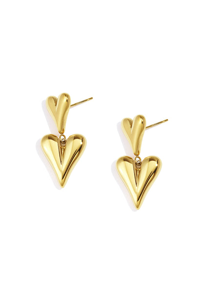 Damen Ohrringe Herz Glanz Zart | Edelstahl | Goldfarbe & Silberfarbe