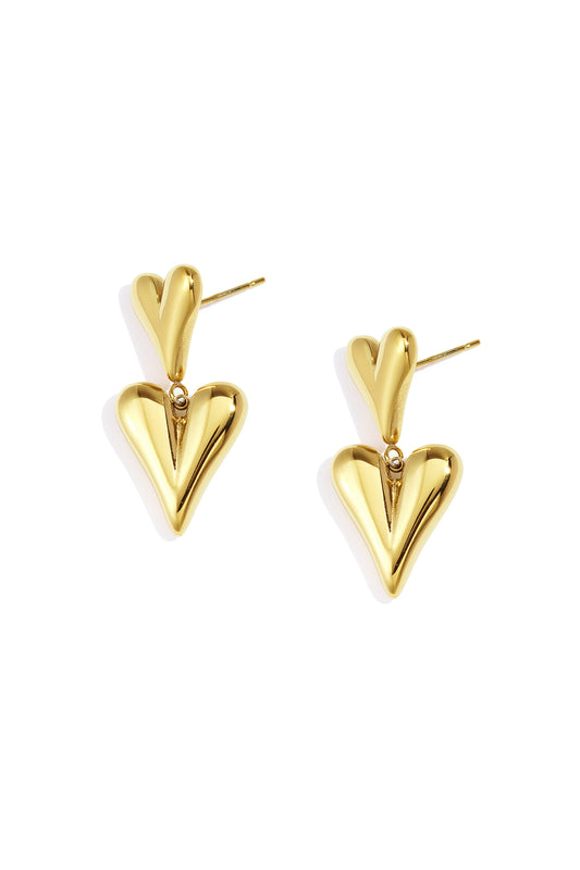 Damen Ohrringe Herz Glanz Zart | Edelstahl | Goldfarbe & Silberfarbe