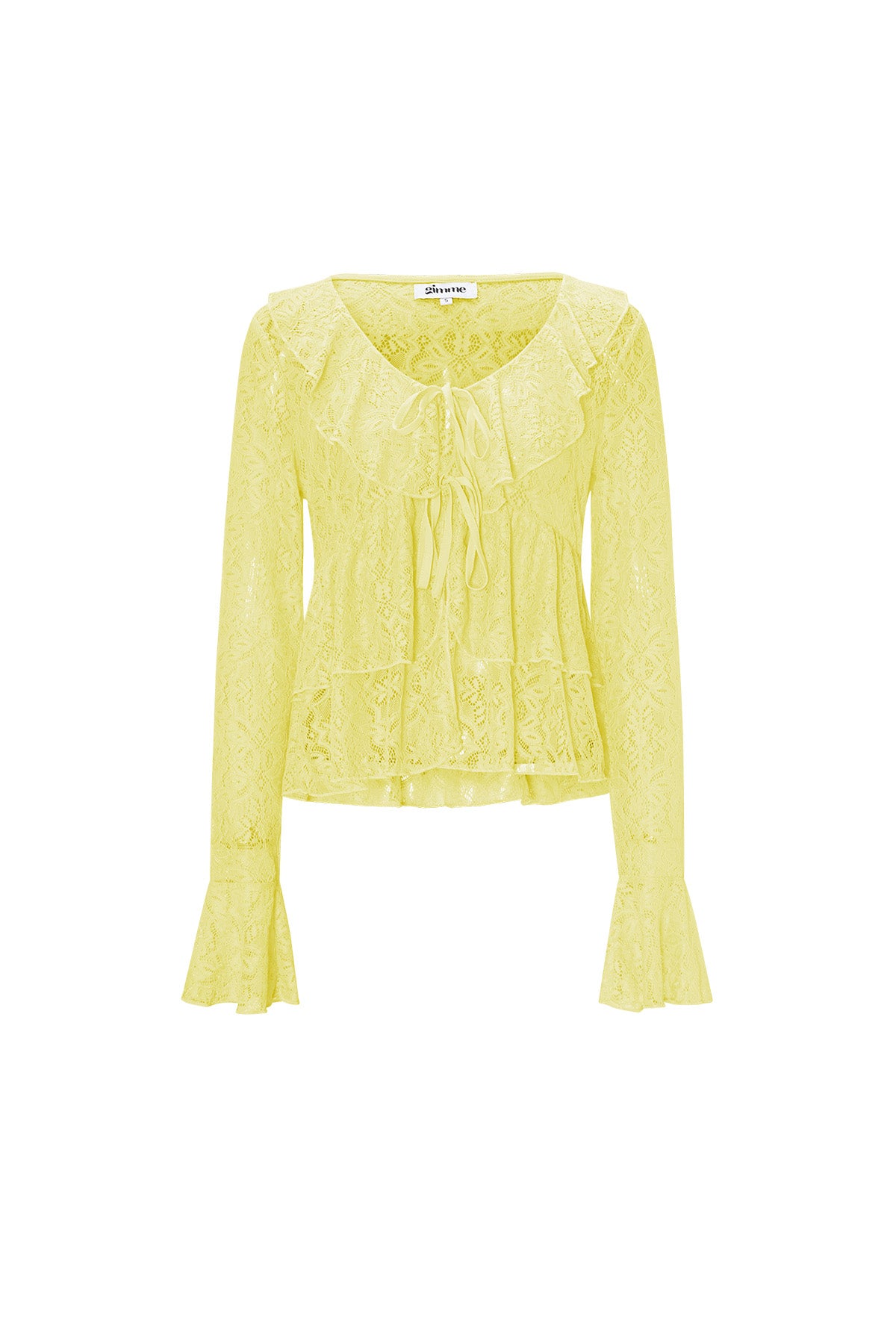 Damen Top Spitze Volant Langarm | Spitze | Mehrfarbig