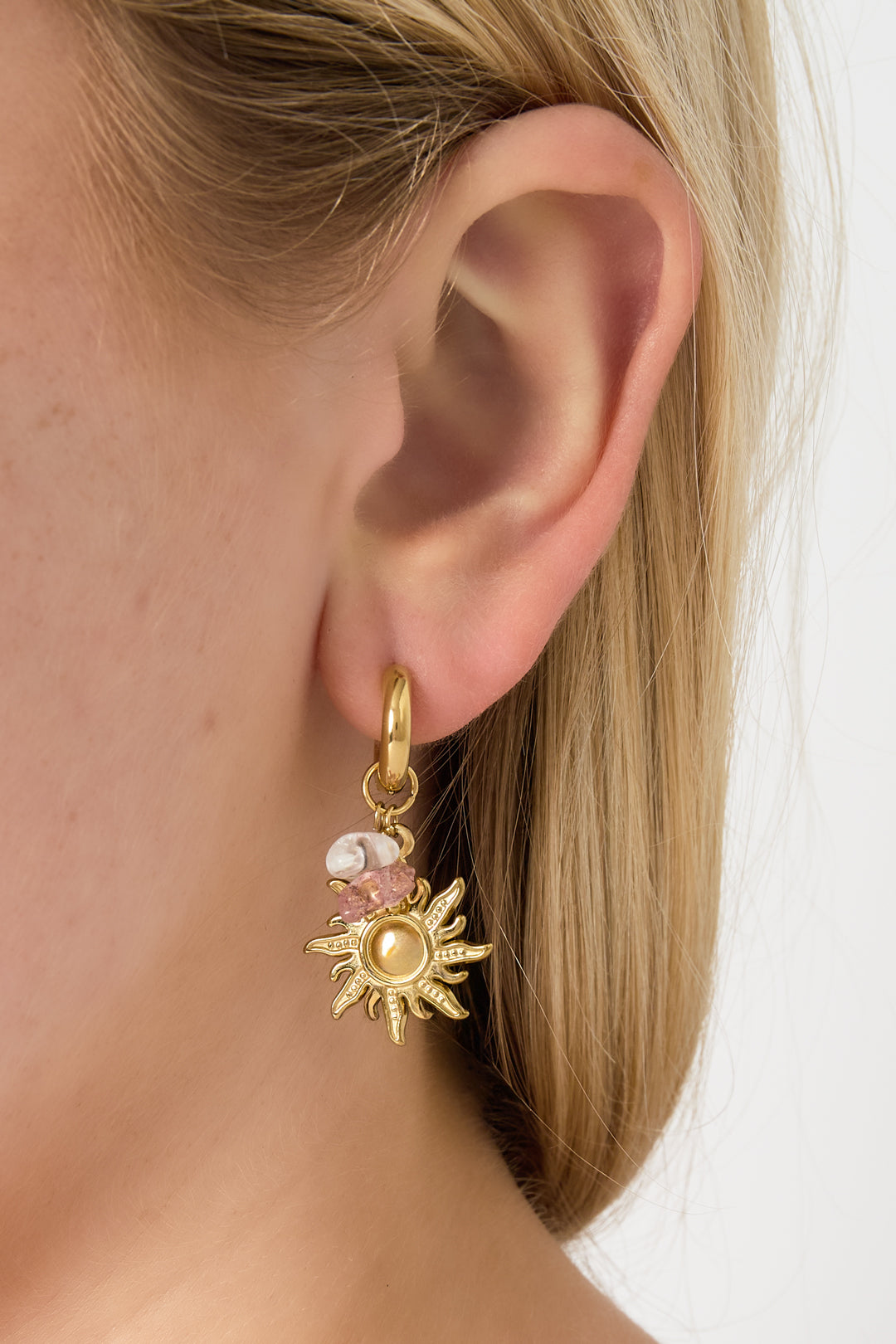 damen tropfenohrringe sonne & mond | edelstahl | gold & silber