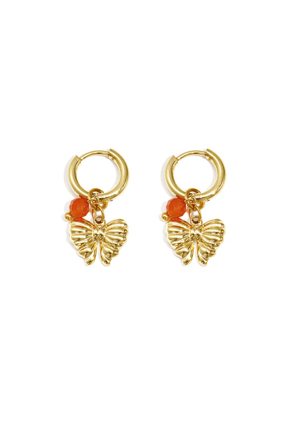 Damen Ohrringe Schleife Perle 14K | Vergoldet | Lavendel, Rosenrot & Orange