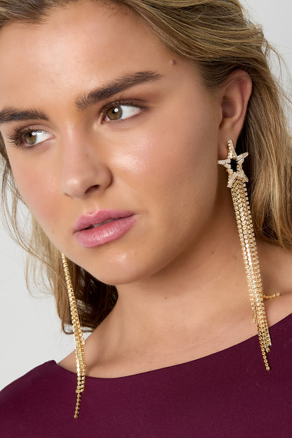 Damen Ohrringe Stern Zirkon | Kupfer | Gold & Silber