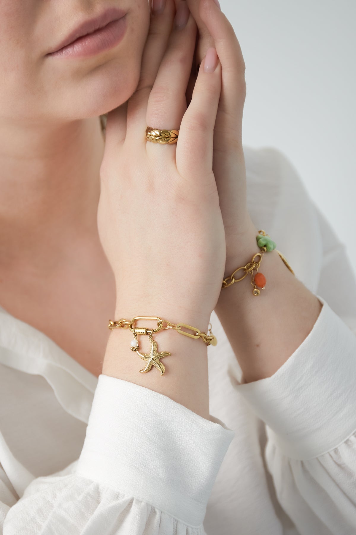 seestern im meer armband - silberfarben