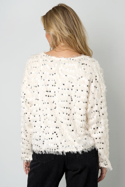 Damen Langarmshirt Pailletten | Polyester | Mehrfarbig