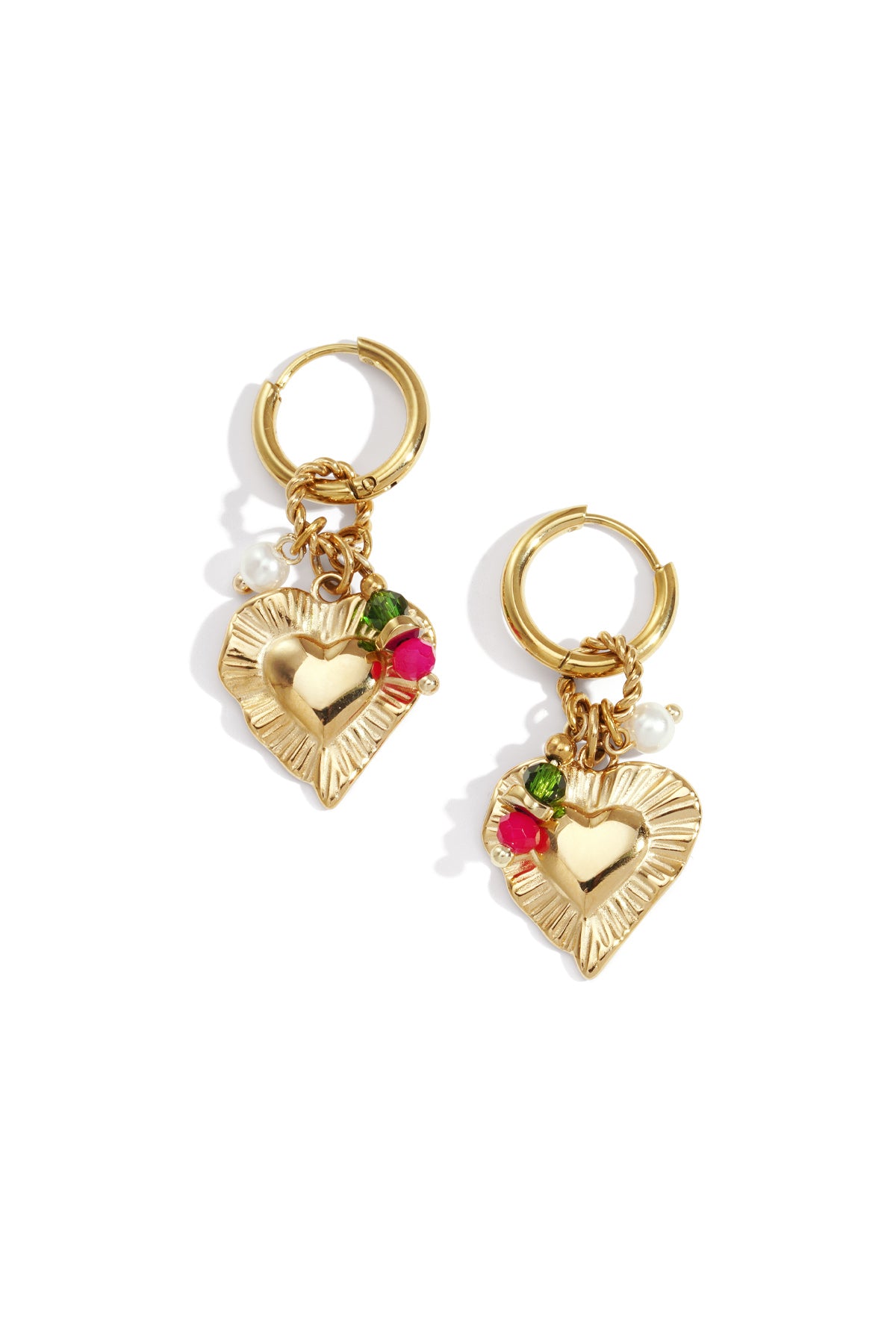 Damen Charm-Ohrringe Herz | Edelstahl | Goldfarbe