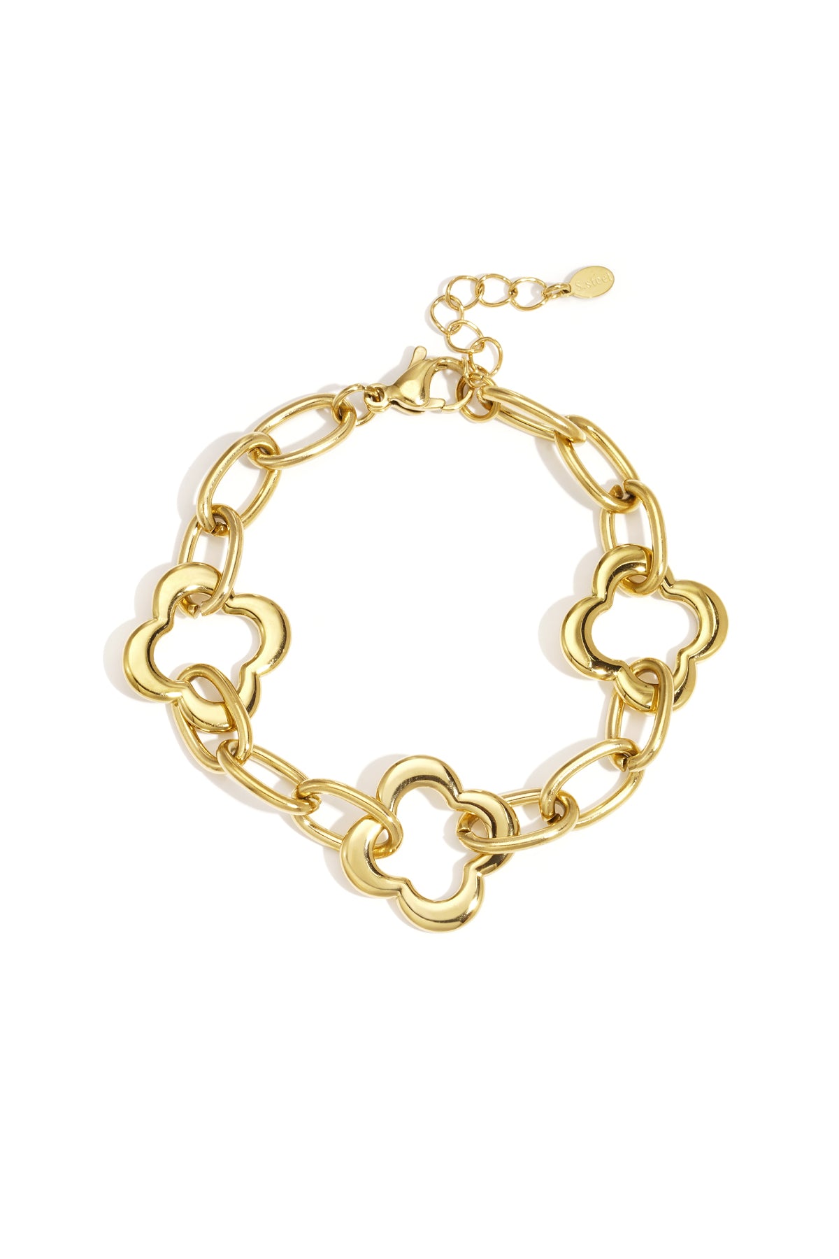 damen armband kette kleeblatt | edelstahl | gold-bicolor
