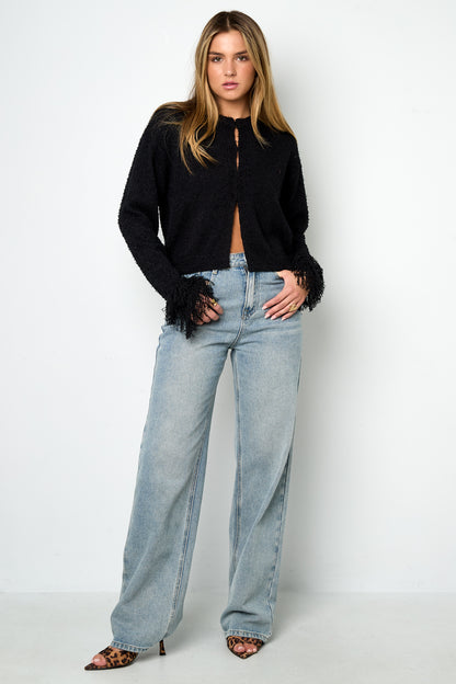 Damen Cardigan Fransen Tailliert | Polyester | Mehrfarbig