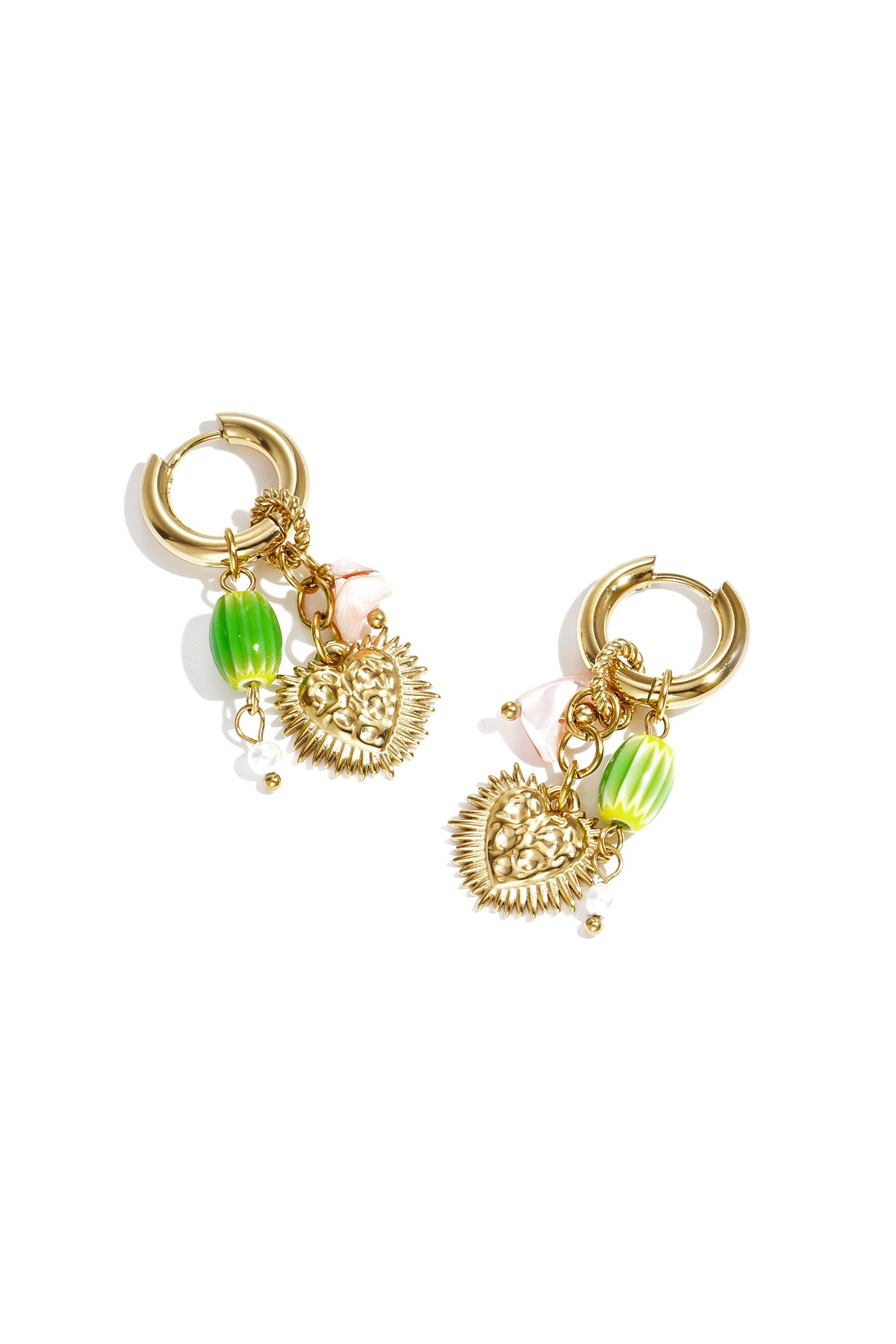 damen ohrringe herzanhänger glasur lässig | edelstahl | goldfarbe