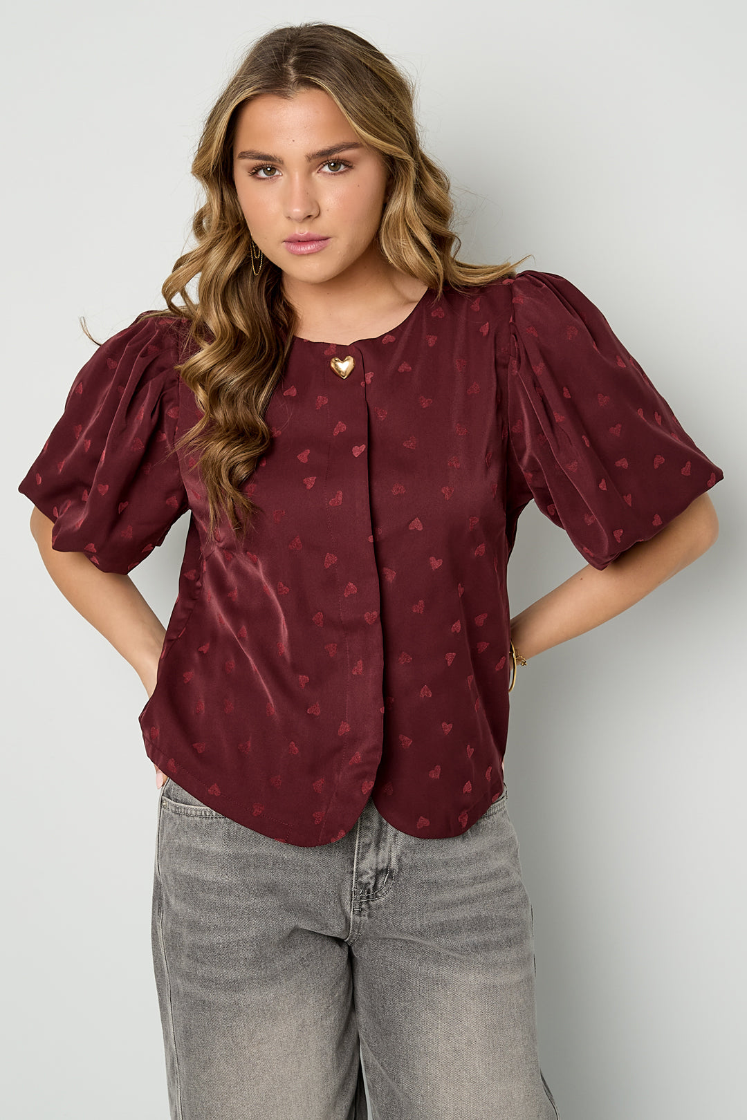 Damen Top Herz Elegant | Acetat | Mehrfarbig