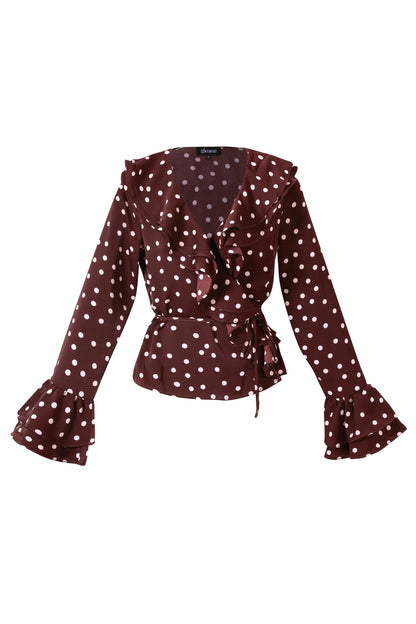 Gewebte Polyesterfaser Damen-Bluse Elegante Punkte