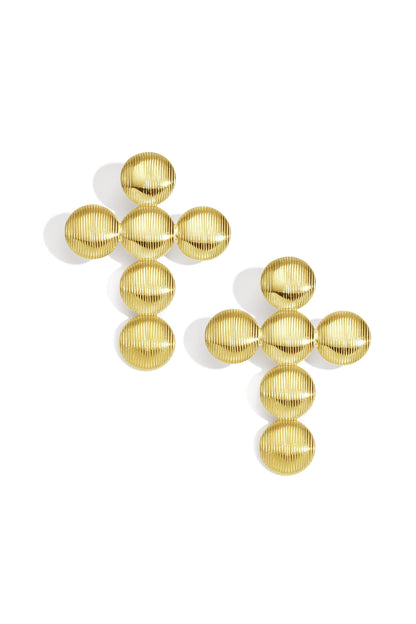 Damen Ohrstecker Kreuz | Edelstahl | Goldfarbe