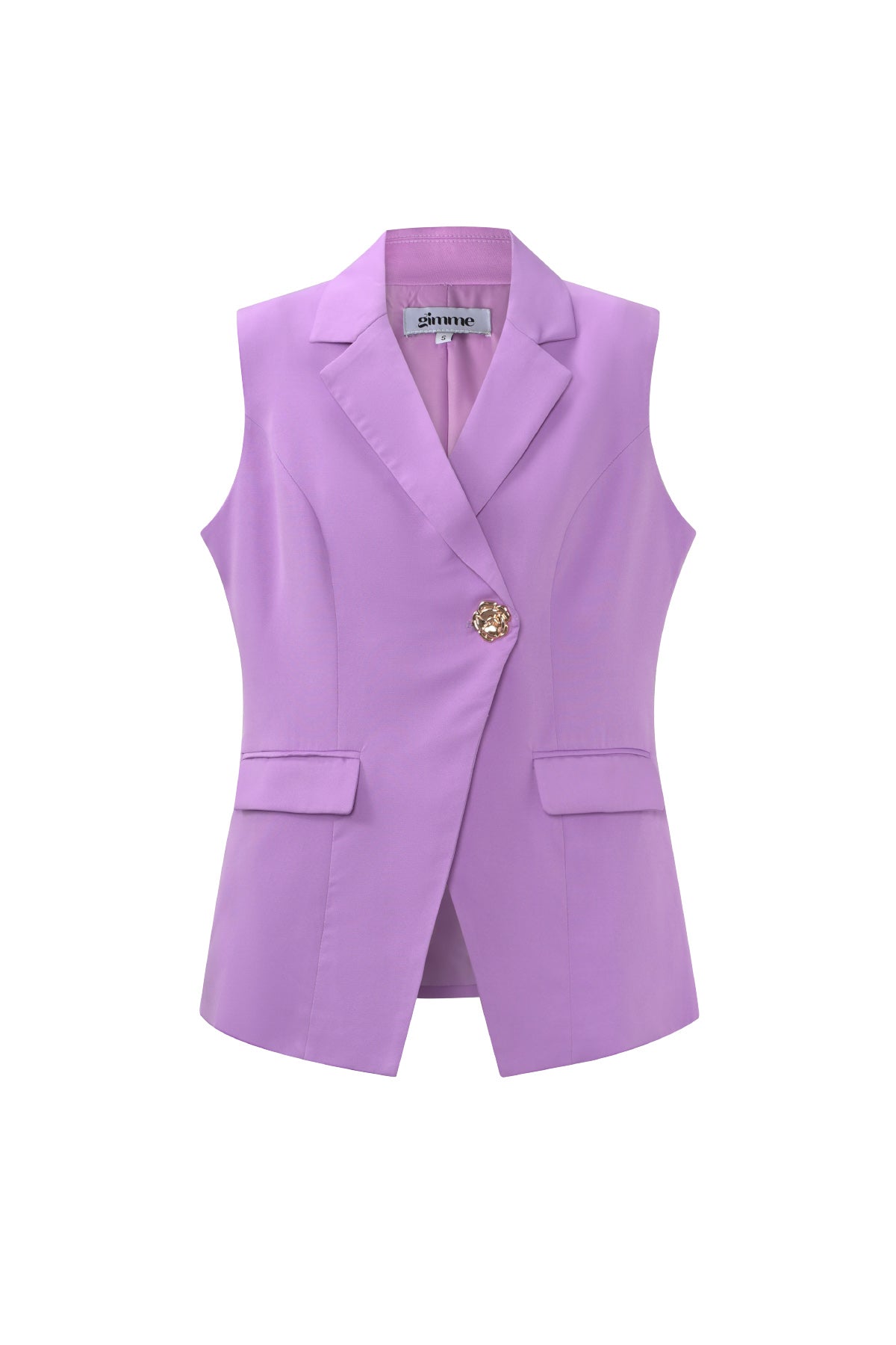 gewebte polyesterfaser damen-ärmellose jacke casual asymmetrisches design