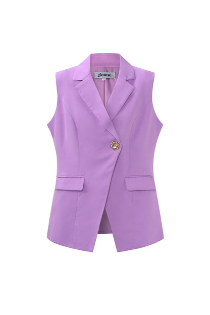 Gewebte Polyesterfaser Damen-Ärmellose Jacke Casual Asymmetrisches Design