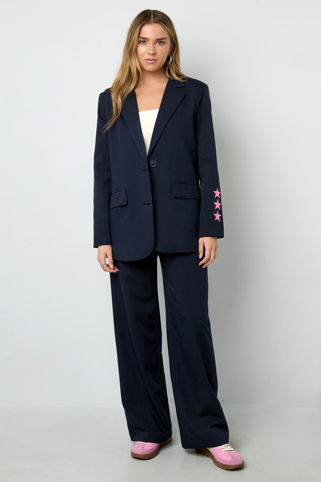 Damen Anzug Set Gewebt | Polyester | Grau & Dunkelblau