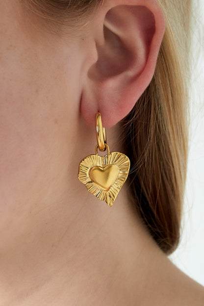 Damen Ohrringe Herzform 14K Premium | Edelstahl vergoldet | Gold & Silber