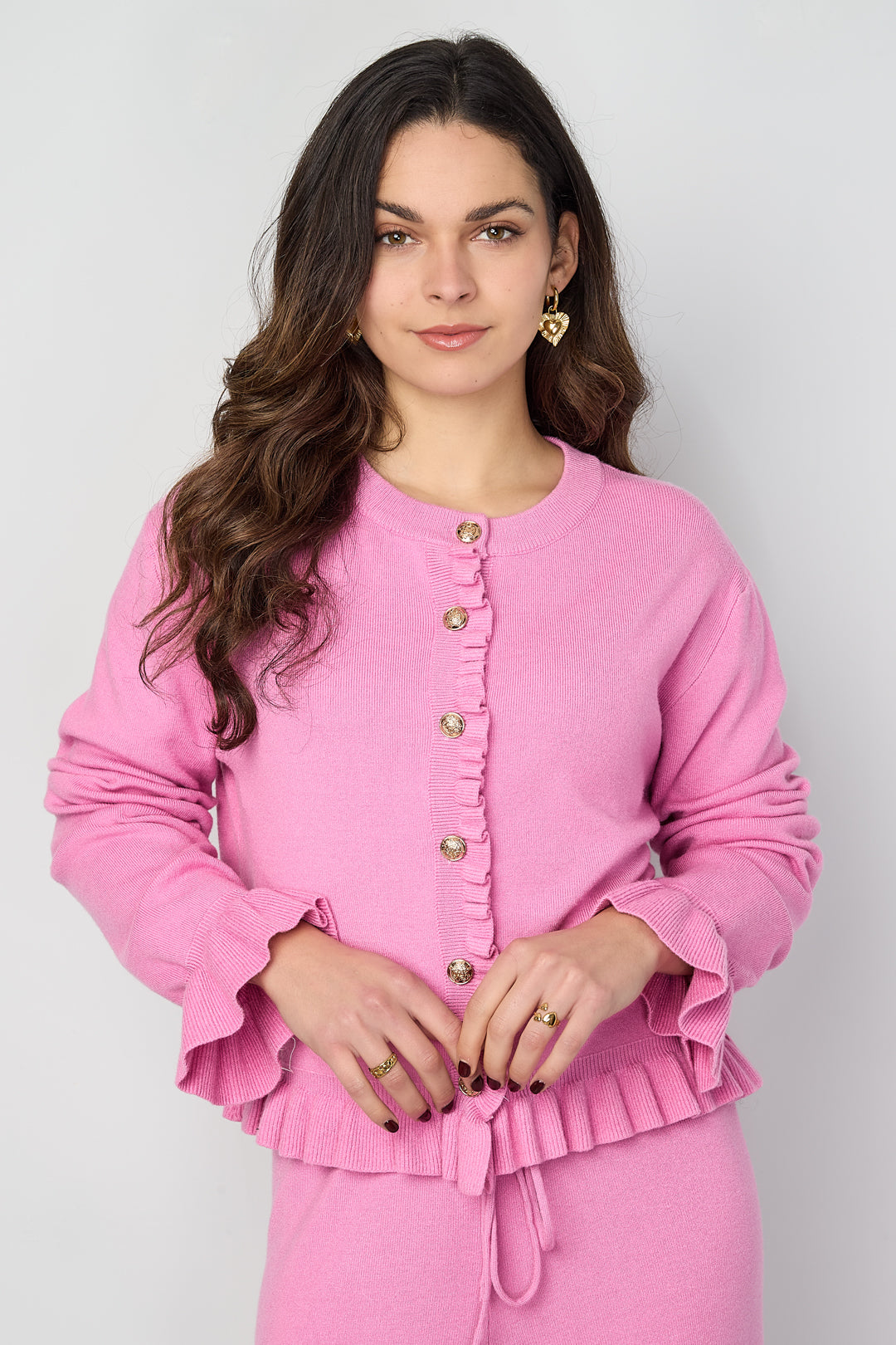 Damen Cardigan Rüschen Viskose | Viskose | Mehrfarbig