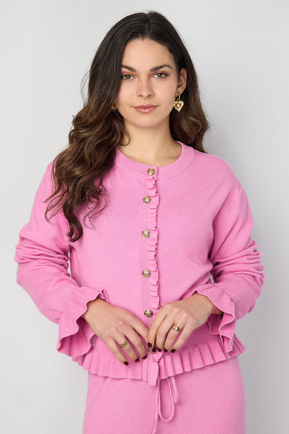 Damen Cardigan Rüschen Viskose | Viskose | Mehrfarbig