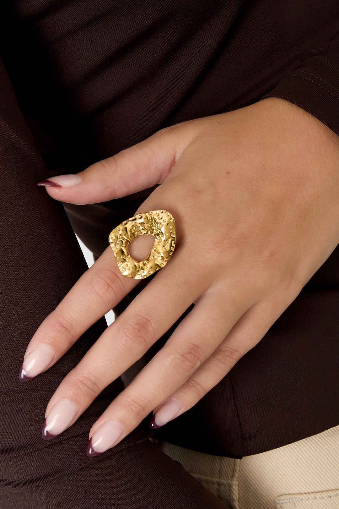 Damen Ring Unregelmässig Minimal Luxus | Edelstahl | Goldfarbe