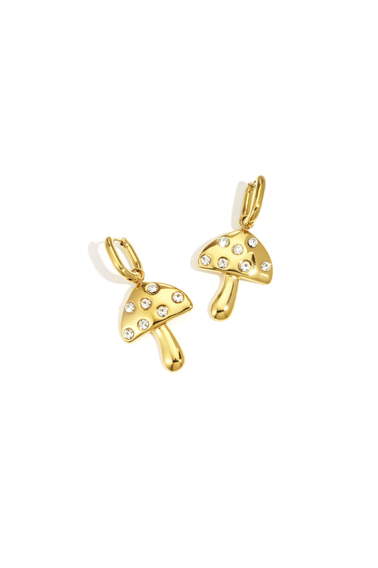 Damen Ohrhänger Pflanze Tropfen | Edelstahl | Goldfarbe