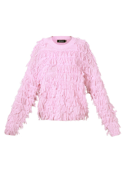 Damen Pullover Fransen Oversize | Acryl | Mehrfarbig
