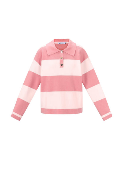 Damen Polopullover Streifen Viskose | Viskose | Mehrfarbig