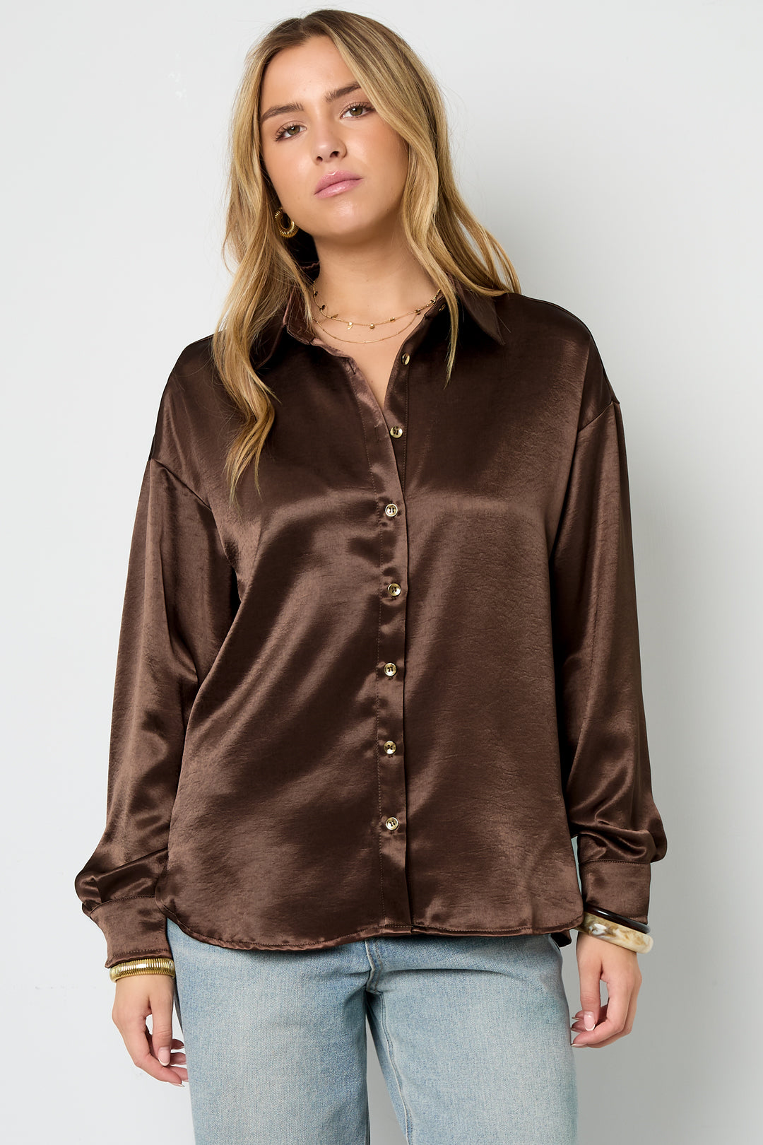 woven polyester fiber damen-bluse casual solid color basic