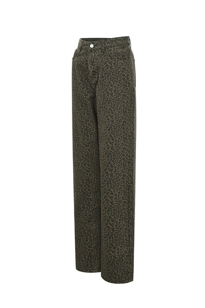 Damen Hose Leopard Herbst | Baumwolle | Dunkelbraun