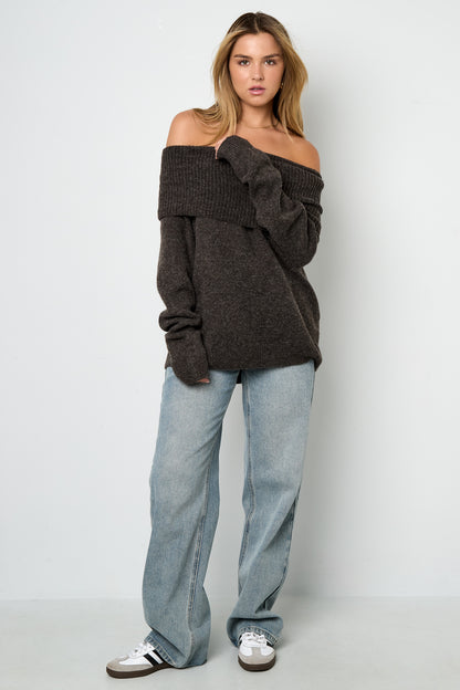 Damen Pullover Off-Shoulder Einfarbig | Polyester | Mehrfarbig