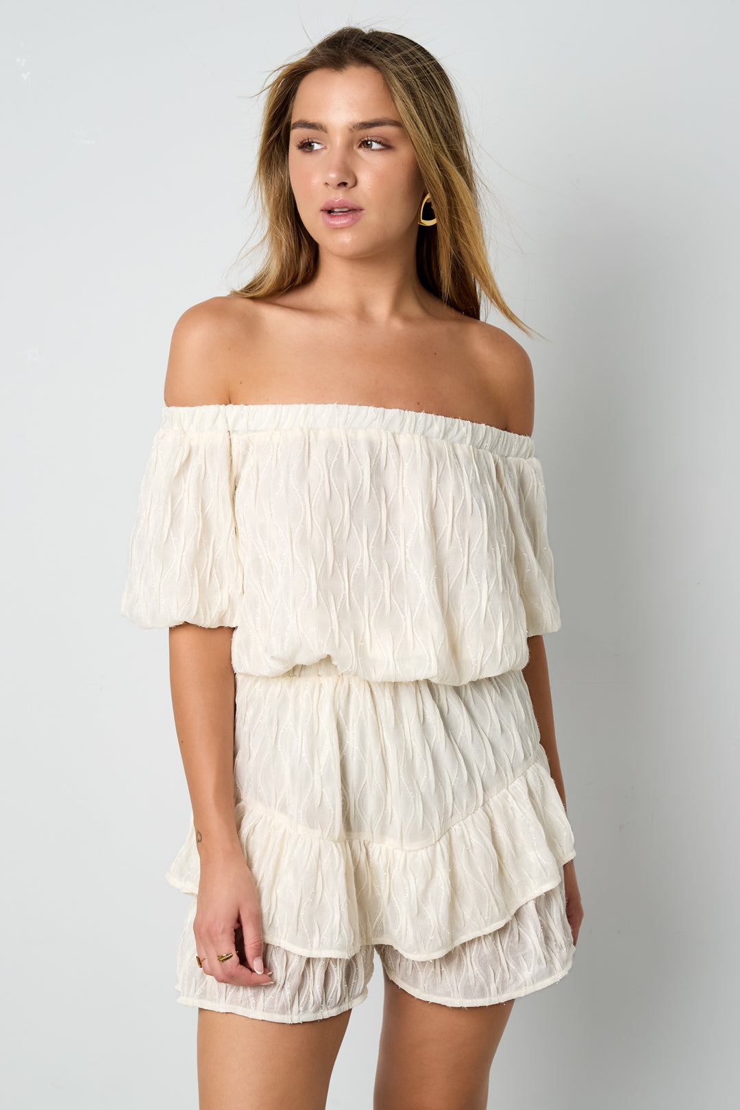 gewebte polyesterfasern damen-bodysuit casual einfarbig rüschenrand