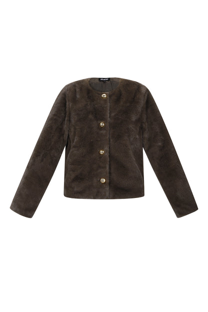 Damen Jacke Vollton Herbst | Polyester | Brauntöne