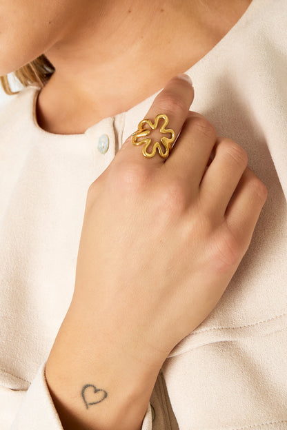 Damen Ring Blütenmuster | Edelstahl | Gold-/Silberfarbe