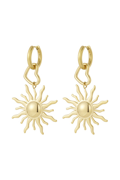Damen Ohrringe Sonnenmotiv | Edelstahl | Goldfarbe & Silberfarbe