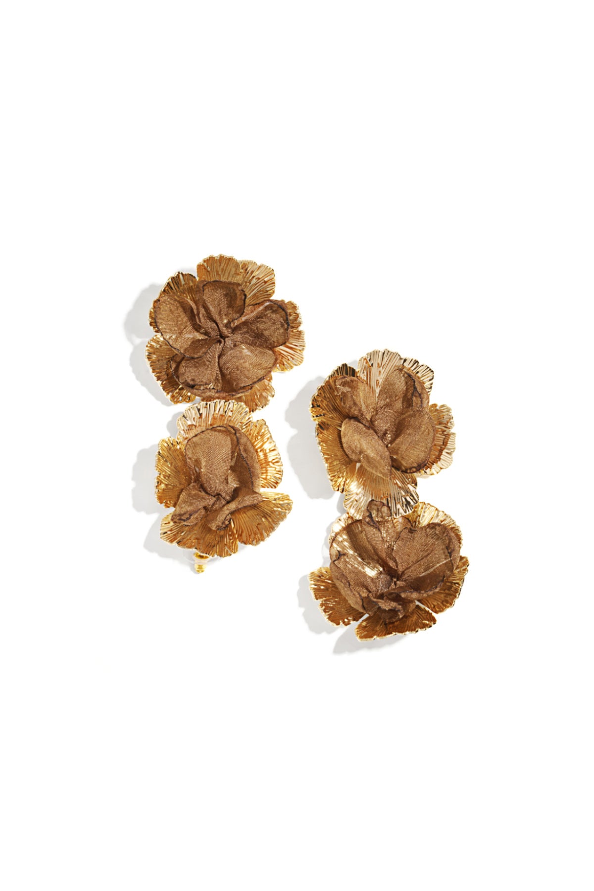 Damen Blumenohrringe Luxus | Eisen | Dunkelbraun & Purpur