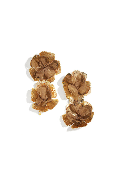 Damen Blumenohrringe Luxus | Eisen | Dunkelbraun & Purpur