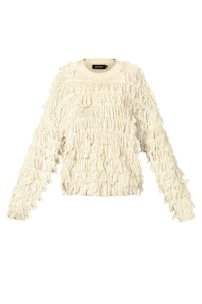 Damen Pullover Fransen Oversize | Acryl | Mehrfarbig