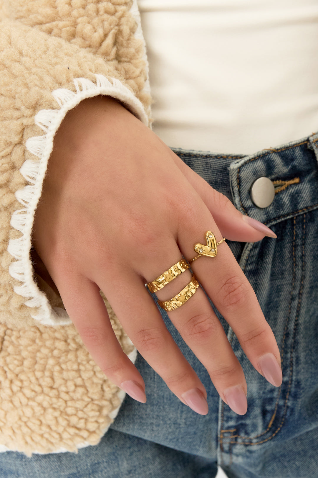 Edelstahl Statement Ringe Herz Casual Daily Simple Serie Damenschmuck