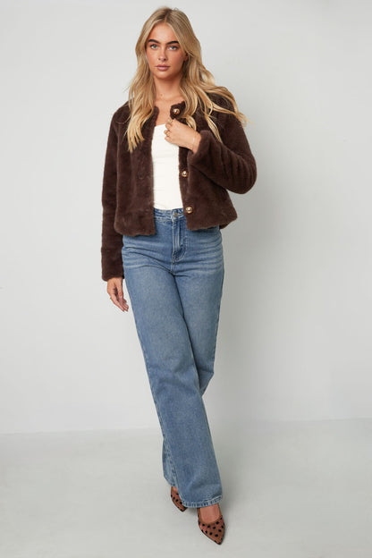 Damen Jacke Vollton Herbst | Polyester | Brauntöne
