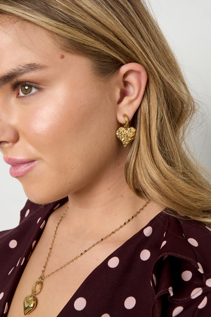 Damen Ohrringe Herzmotiv Elegant | Edelstahl | Goldfarbe