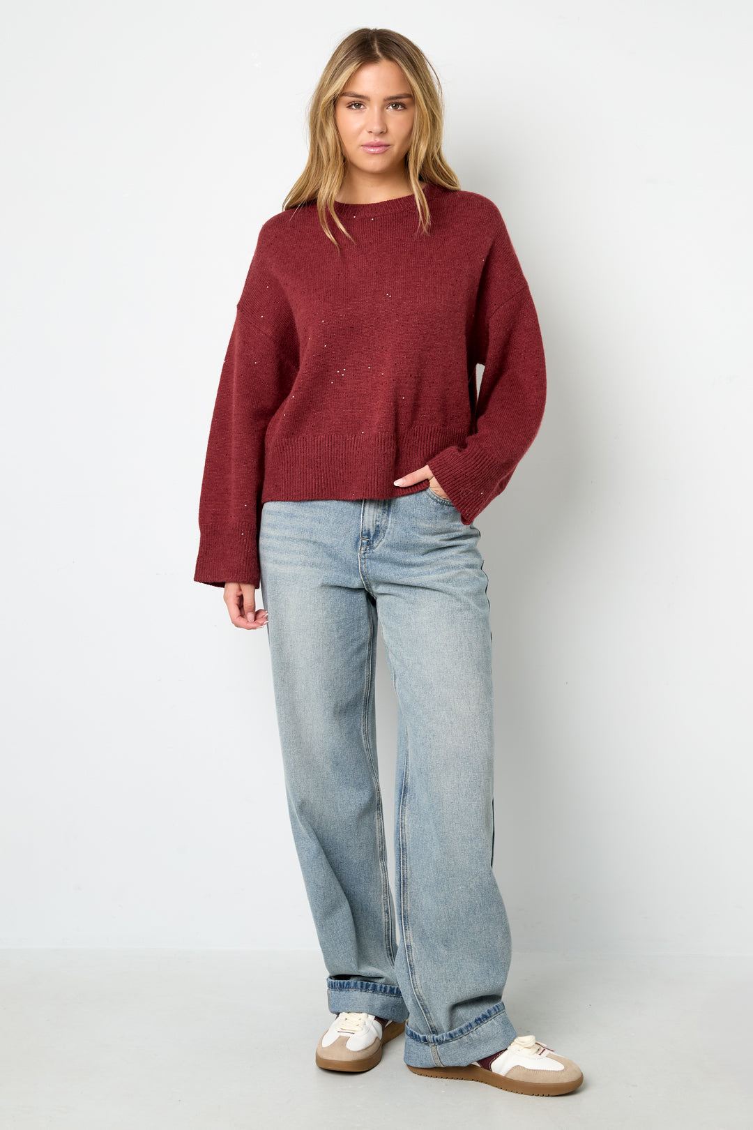 damen strickpullover warm gehobener | polyester | mehrfarbig